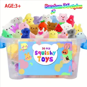 Random Style Squishy Toy, 36/72pcs Cute Squishy Animal Toy with Storage Box, Pinch Toy Gift, Party Favors Classroom Prize, Gifts for Kids, Kawaii Squishies