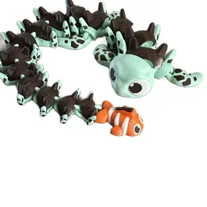 3D Printed Turtle and fish Dragon Statue, 1 Count Colorful Design. Creative Desktop Decoration for Home Office and play