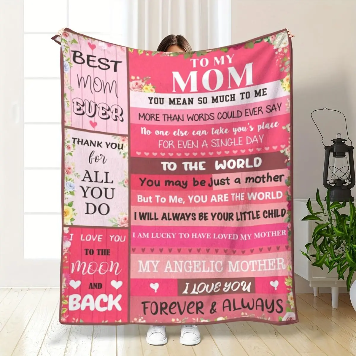 Comfortable Blanket Gift for Mom, Birthday Gift for Mom from Daughter and Son, Gift for Mother's Day,Suitable for Sofa, Bed, Travel, Outdoor, Comfortable, Office, Flannel Blanket, Small Cover, Nap Mat, Air Conditioning Blanket