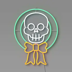 LED Wreath Faux Neon Sign Halloween Novelty Silhouette Lights Orange/White/Green - Hyde and EEK! Boutique