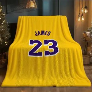 【JIT】One Piece James Jersey Design Printed Flannel Blanket Flannel Blanket - Warm and Comfortable, Suitable for Sofa and Bed, All-Season Use, Machine Washable, Suitable for Travel, Office Chair, Best Gift for Brothers and Sisters, Enhances Atmosphere