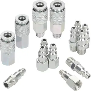 Air Compressor Hose Fittings, 1/4'' Universal Quick Connect Coupler, Steel Material, 14 count