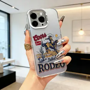 Stylish Western Culture Cowboy Rodeo Pattern Case for iPhone 17 16 15 14 Pro Max 13 12 11 XR XS Air Plus Shockproof Non Slip Military-Grade Protection Silicone Cover