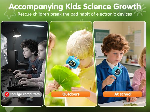 Kids Handheld Digital Microscope & Magnifying Glass, 2-in-1 Unicorn Pink Portable Science Toy for 3-12Y, 600X Zoom 200W HD IPS Screen, 8 Soft LED, Rechargeable 600mAh, Outdoor Nature Exploration & Observation Tool for Boys Girls, Educational Gift