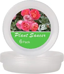 6 Pack of 12 inch, Drip Tray, Heavy-Duty Flower Pot Trays, Clear Flower  Pot Saucers for Indoor Outdoor, 12"