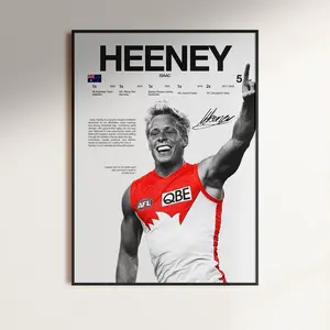Isaac Heeney Poster, AFL Wall Print, Sydney Swans Football Poster, Aussie Rules  Australian Football Decor, AFL Fan Gift