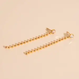 Crystal Bead Chain Stud Earrings