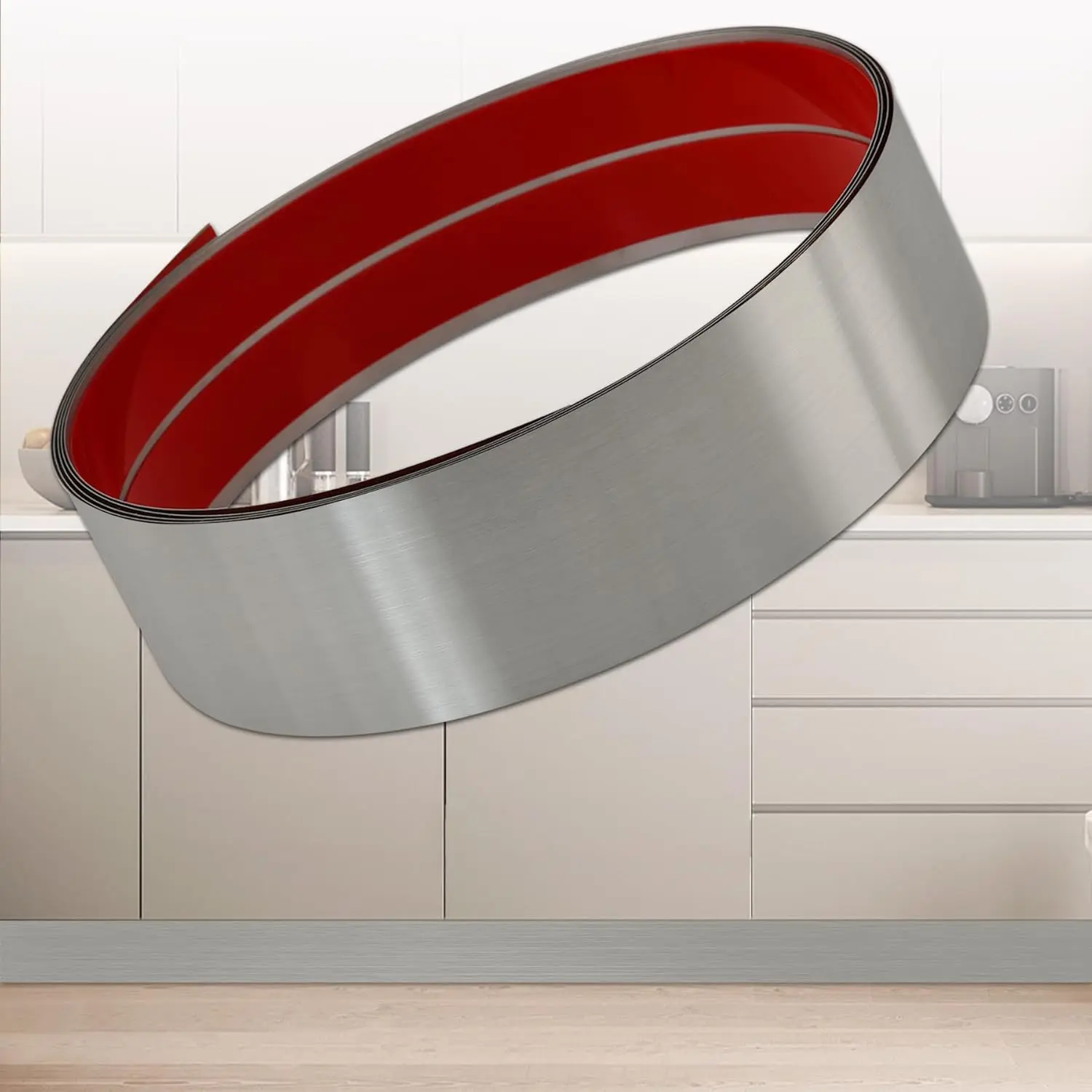 Stainless Steel Kick Plate, Peel and Stick Kickplate Base Cover, Baseboard Molding Trim for Wall, Door, Kitchen Cupboard, Dishwasher  - Anti-Scratch Protection (9.8ft x 3.9in, Brushed )