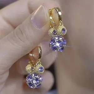 Fashionable Temperament Micro-Inlaid Durian Ear Clip Exquisite and Versatile Niche Design Earrings Female Rhinestone Ball Tassel Ear Clip Female Fashion