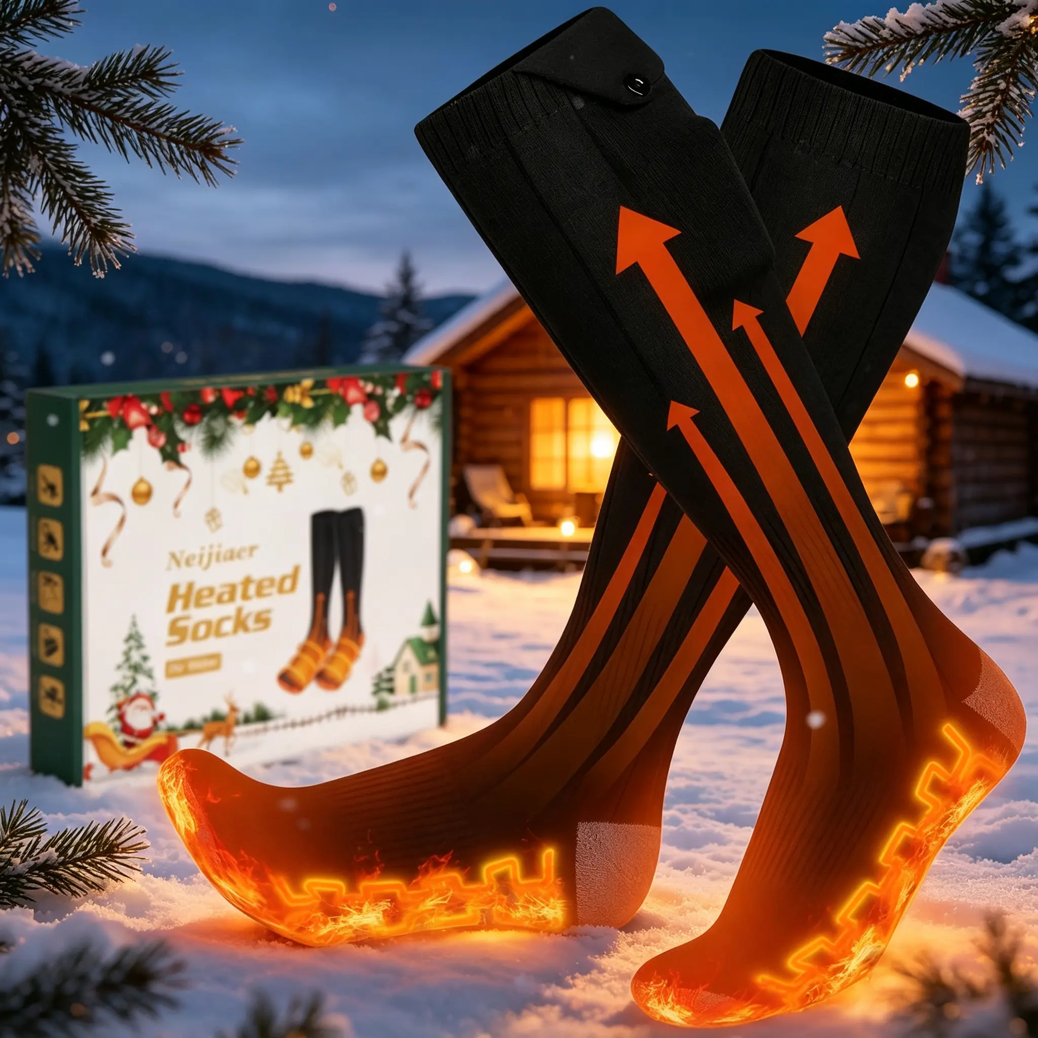 Heated Electric Rechargeable Socks Up to 8 Hours with 4 Heating Levels, Athletic Socks for Winter Outdoor Sports, Hunting & Skiing, Men Women Adults