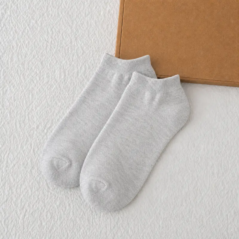 Menswear Plain Ankle-Length Basic Look Socks - Unisex, One Size Fits Most, Random Colors Including Black/White/Gray