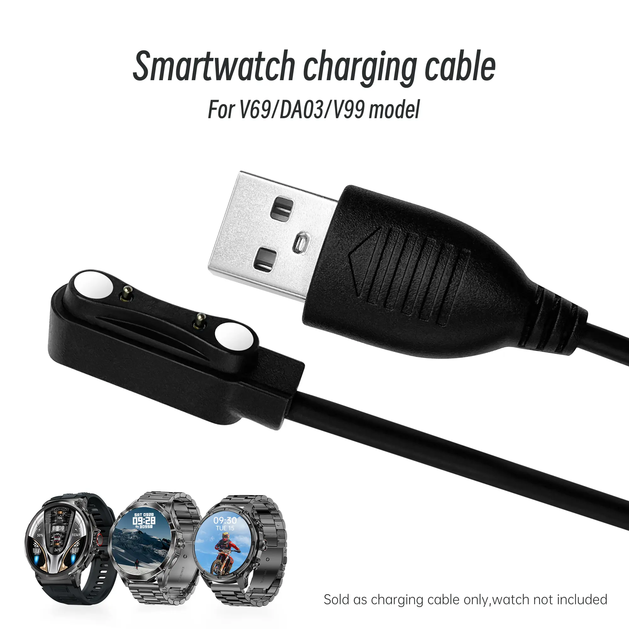 Smart Watch Charging Cable, USB Charging Cable for V69/DA03/V99 Model Smartwatches, Wearable Accessories for Smart Watch, Wired Fast Charge, Wearable Tech Accessories, Accessory Cord, Smart Watch Charger