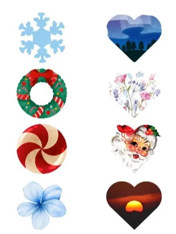 RESIN ROCKERS Watch Charm Decal Sheet 1 - 8 Unique Printed Decals in Heart & Round Shapes for Apple Watch & Fit Bit - Ideal for Resin Artists & Jewelry Makers