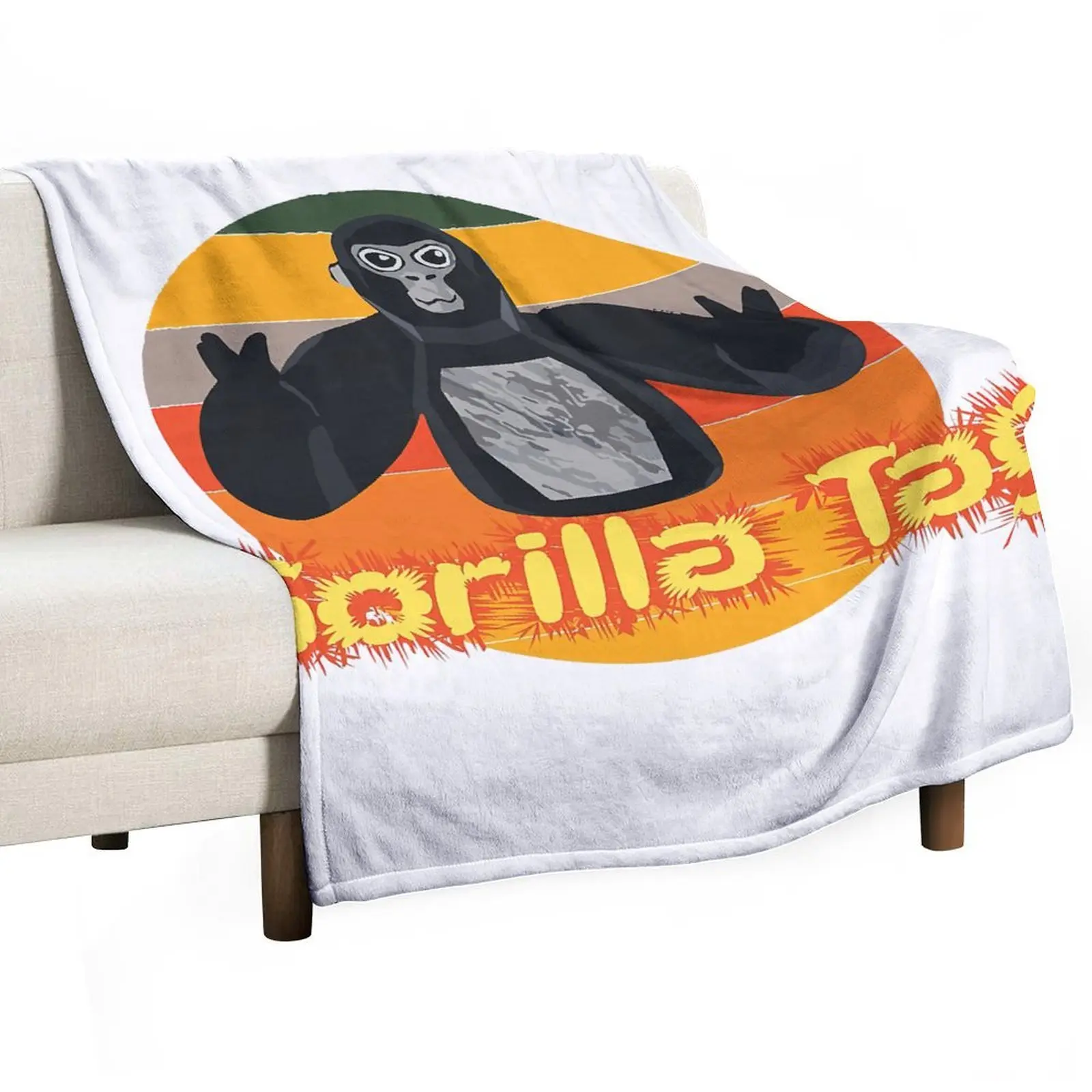 Gorilla Tag Print Pattern Thermal Throw Blanket - 100% Polyester, Warm Lightweight Flannel, 4 Sizes, Indoor/Outdoor, Christmas Gift for Sofa Decor, Bedroom, Birthdays, Four Sizes
