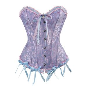 MILALEE Women's Sexy Satin Corset-Bustier Floral Print Boned Overbust Corset Top Black Satin Waist Cincher Halloween Gothic Party Outfit XS-7XL 819-ZC