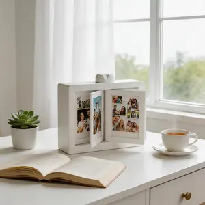 Rotating 12 Page Dual-Sided Display Photo Frame Set, 24 Pcs 3 Inch Photos, Rotating ,This Photo Album Keeps Your Favorite Memories Close Every Single Day ﻿