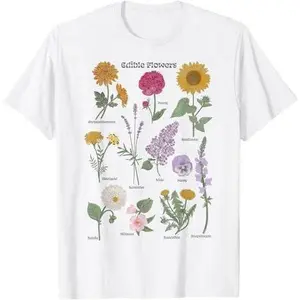 Edible Flowers Information Picture Chart T-Shirt