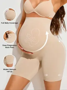 Maternity High-Waisted Support Shorts for Pregnant Women, Full Belly Coverage, Back Pain Relief, Anti-Roll Hem, Seamless Pregnancy Shapewear, Prenatal Maternity Clothing