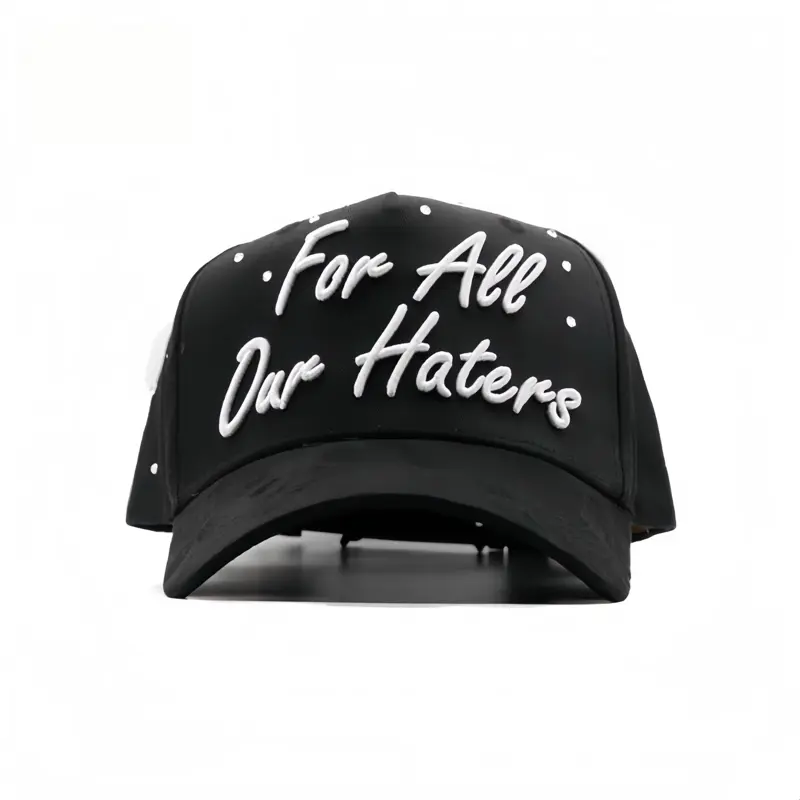 For All Our Haters Black Baseball Cap with White Lettering and White Dots