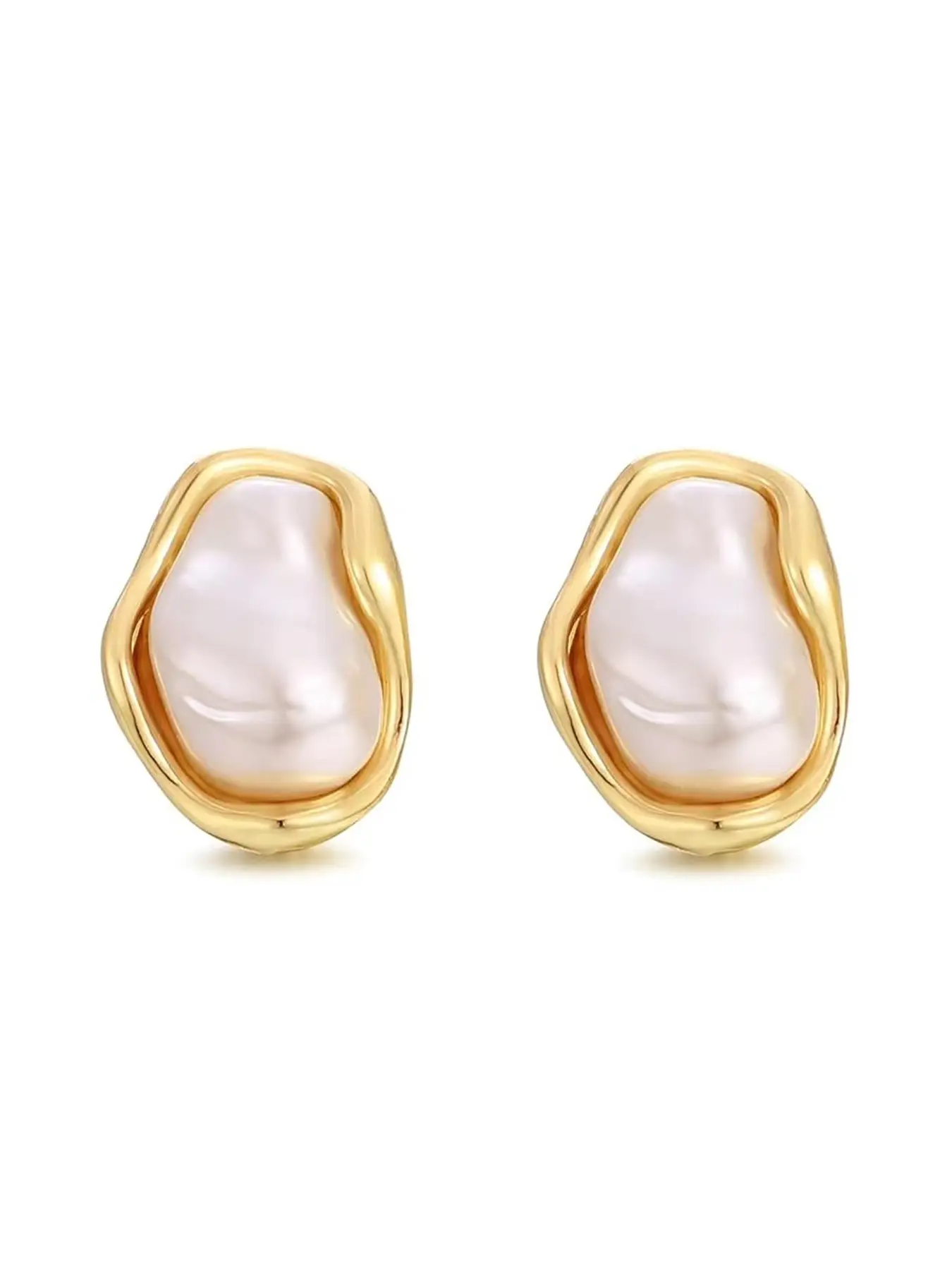 Gold Baroque Pearl Earrings Irregular Pearl Earrings Hypoallergenic for Women Jewelry, Fashion Earring High Quality Earrings