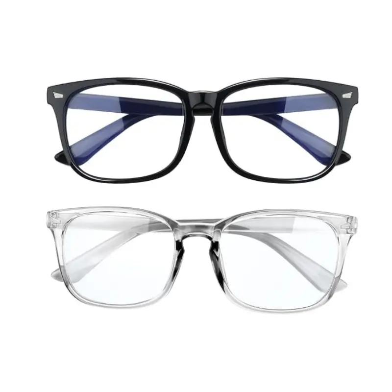 Unisex Blue Light Blocking Glasses - 99% Anti-Eyestrain & UV Glare Protection, Trendy Full-Rim Rectangular Frames, Transparent Lenses, Reinforced Plastic Frames, Nerd Look, Ideal for Office/Gaming, Great Gift for Friends and Family, Party Bag Home Supply,