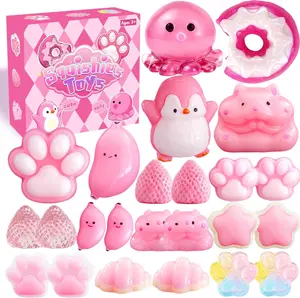 24 Pack Taba Squishy Toys, Squishy Fidget Toys, Sensory Stress Relief Squeeze Toys for Kids Ages 4-8 & 8-12, Party Favors, Classroom Prizes, Birthday Gifts, Goodie Bag Fillers