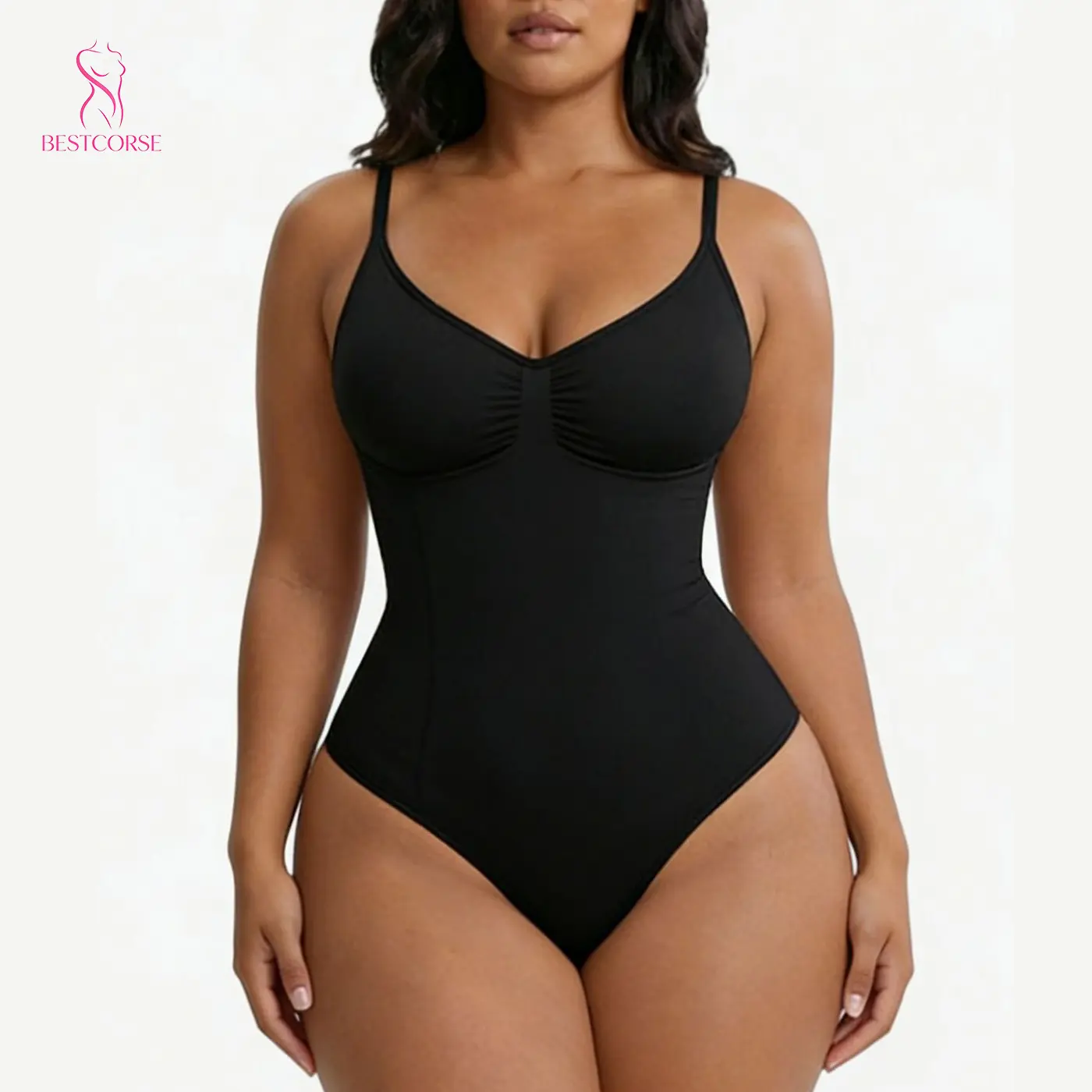 【BESTCORSE】Women's XS Seamless Tummy Control Bodysuit - Waist Compression Thong Shapewear, Comfortable Casual Sculpting Corset for Outfits (Bodysuit for Women), One Piece, Seamless Look