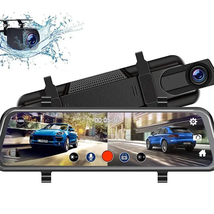 10-Inch Full Touch Screen Modern Streaming Media Rearview Mirror Dashcam - 30*5cm, Universal Fit, Full HD 1080p Dual Lenses Recording, HD Night View, Front & Rear Reversing Camera for Driving Safety, Rearview Mirror Mount, Reduces Glare And Reflection