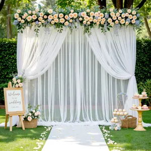 5x7FT Tulle Backdrop Curtain Sheer Party Drapes for Weddings Bridal Showers Birthdays Baby Showers & Christmas Photo Decorations 2 Panels