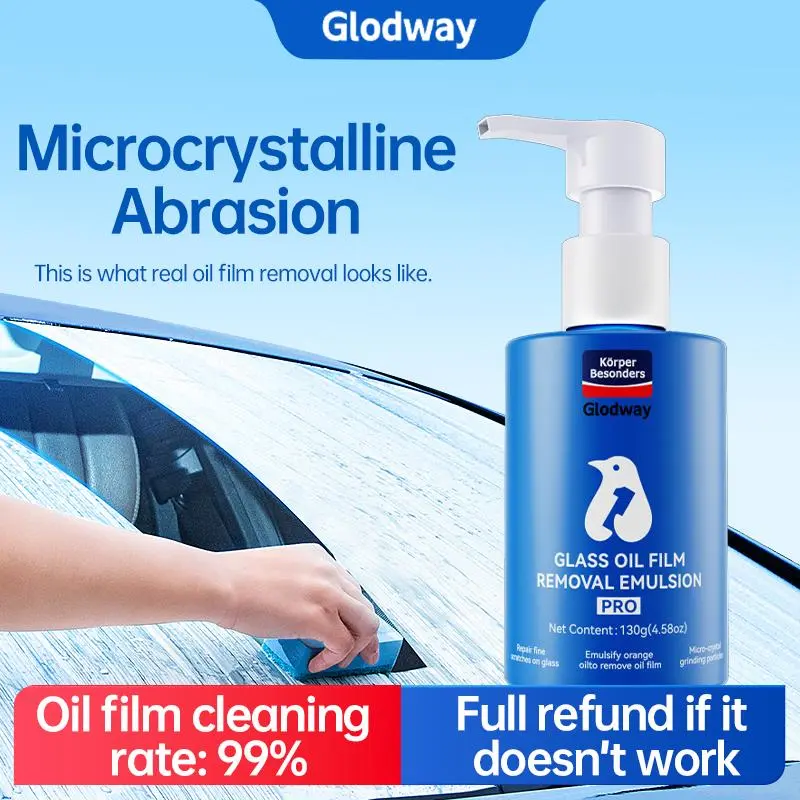 【Glodway】Glass Cleaner for Car Microcrystalline Abrasion 99% Oil Film Removal Visible Safe Professional Glass Cleaning Solution Car Care Products Car Detailing Supplies