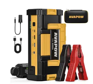 AVAPOW 6000A Car Battery Jump Starter, Portable Car Jump Starter with Dual USB Quick Charge and DC Output, 12V Jump Pack with Built-in LED Bright Light, Yellow