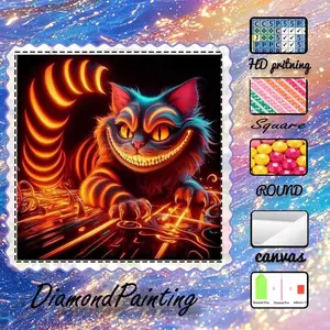 5D-DIY, high-grade velvet canvas, diamond art, diamond painting, glowing cat AB drills, fairy dust diamonds, crystal diamonds, perfect home decor, handmade diamond art painting kit, special craft diamond art kit, Diamond Painting Kits