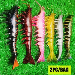 Cyber Shrimp Realistic Painted Live Bait Fishing Lures, Fishing Lure Set, Artificial Antennae and Shrimp Feet, Tpe Material, Pit Sea Fishing
