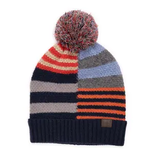Women's Acrylic Color-Block Knit Cap Hat - 1 Size Keep Warm Winter Accessory, Playful Fashion Acrylic Fiber Color Block Hat for Women, Keep Warm Hats, Knit Cap Hats