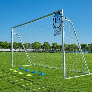 7x16FT Soccer Goal for Backyard Kids Portable Soccer Net with High-Strength Nets, Ground Stakes, Eight-Shaped Clasp, Strong Frame & Weather Resistance Excellent Soccer Field Equipment