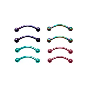 Curved Barbells Surgical Steel Ion plated Snake Eye Piercing and More 14 Gauge 9/16" 14 mm pack of 8