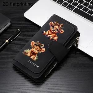 1pc Highland cow sunflowers pattern women's long wallet, multi-functional wallet, Zipper Wallet Design, portable snap coin purse, birthday gift and daily commuting essential, suitable for outdoor, travel and family use, 3.03CYJ-4