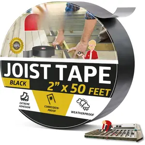 Butyl Joist Tape for Decking, 2 Inch x 50 , Professional Butyl Deck Joist Tape 2 Inch  Roof Sealant Flashing Tape, Black
