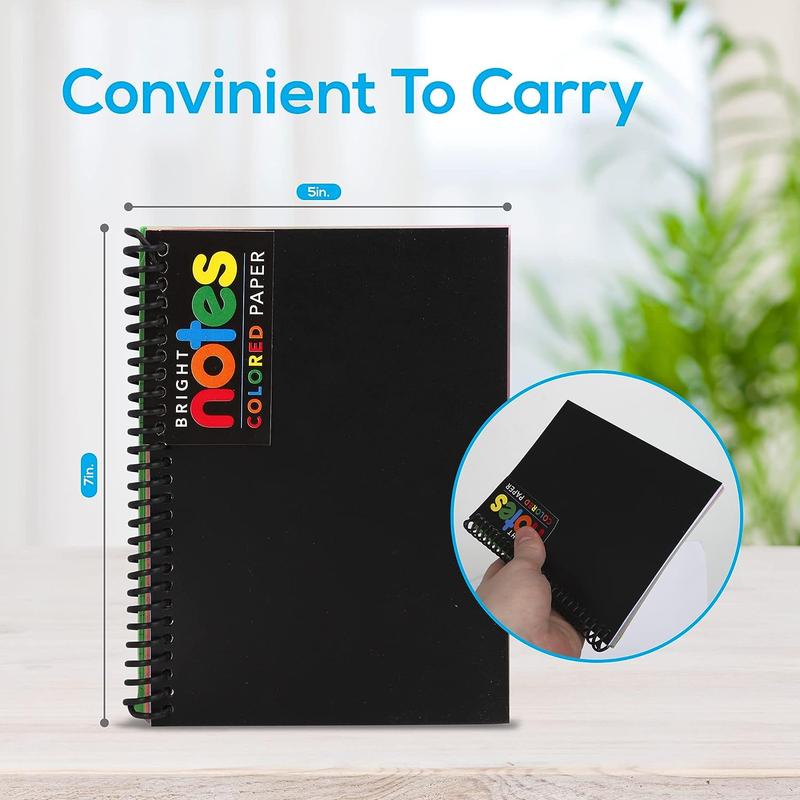 Spiral Notebook with Colored Pages, 5X7" with Vibrant Or Pastel College Ruled Paper, 100 Sheets/200 Pages, 3 Pack