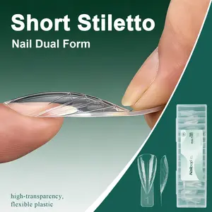 150PCS Stiletto Polygel Dual Forms, 15 Sizes Natural Curve Perfect Extension, Thin Edge & Thick Tip for Salon & Home Nail Art, Nail Extension Set