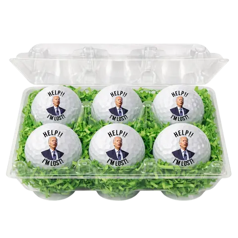 Funny Biden Golf Balls – 6 Pack | ‘Help! I’m Lost!’ | Political Gag Gift for Dad, Father’s Day Golf Gift