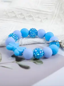 Sweet Bow Beaded Keychain, Dreamy Color Combinations, Sequined Beads with Bow Charm, Wristlet Style, Practical and Stylish Gift, Sparkle