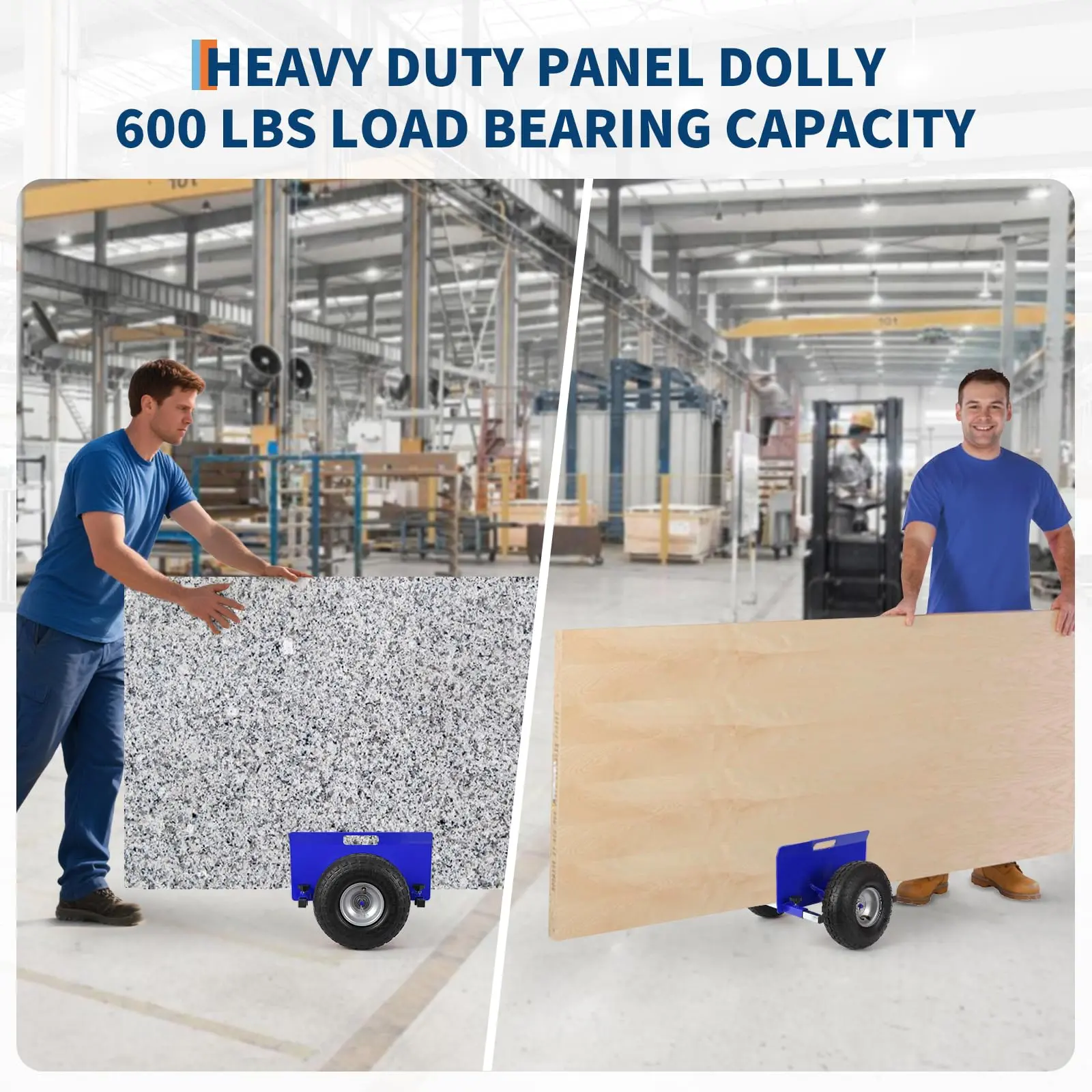 Garvee Heavy Duty Panel Dolly - 660 lbs Capacity - Adjustable Slab & Sheet Cart with 10" Pneumatic All-Terrain Wheels - Ideal for Moving Drywall, Plywood, Glass, Doors - Material Handling
