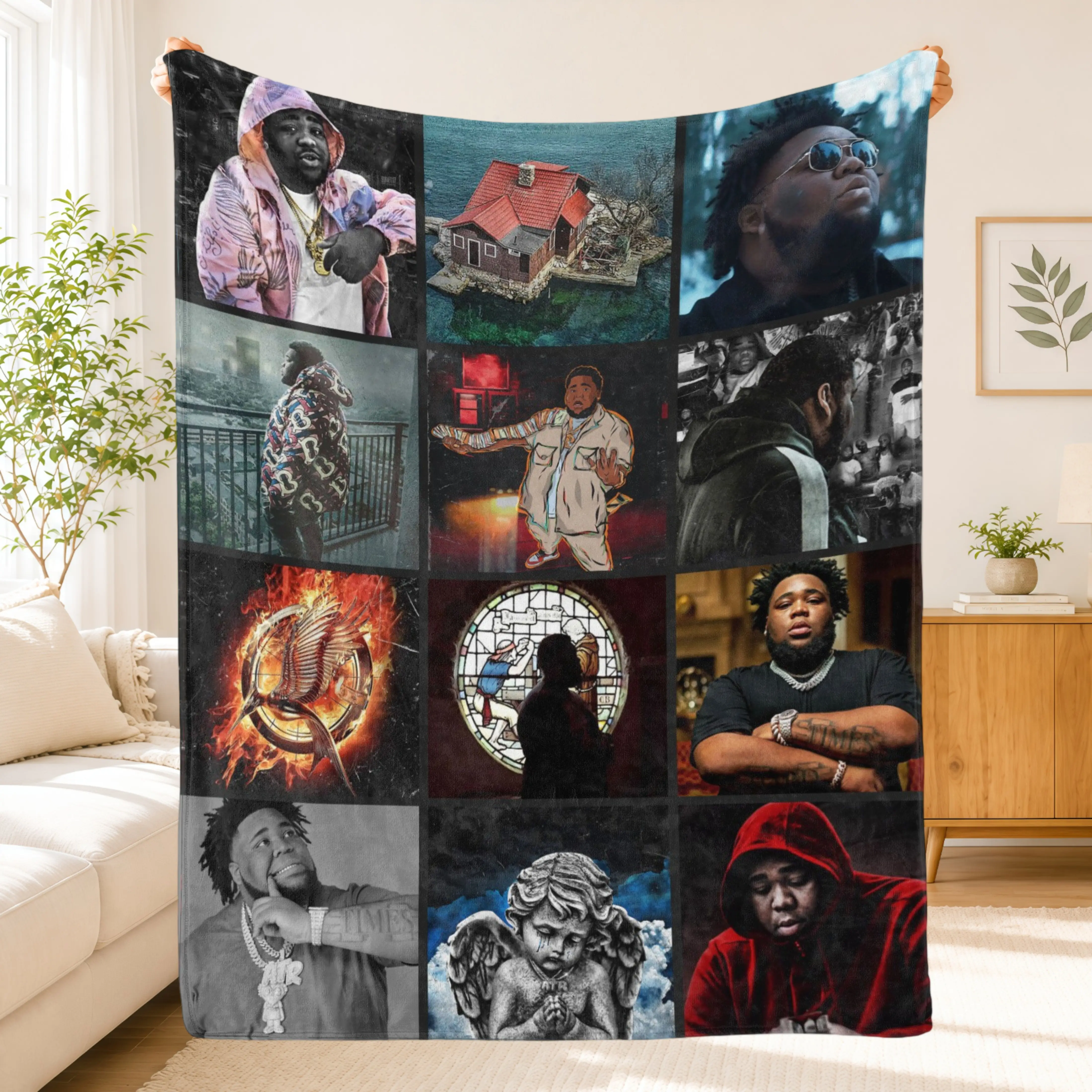 Rap Music Blanket Rod Wave Soft Flannel Throw Blanket,Hip Hop Singer Style Cozy Lightweight Blanket for Bed Couch Sofa,Music Fan Gift