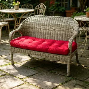 Indoor/Outdoor Bench Cushion 51.2"x19.7"x3.2" Waterproof Tufted Overstuffed Patio Cushion Thick Cotton Filler Comfortable Durable Swing Pad for Porch Hammock Egg Chair Garden Lounger Furniture Black/Grey Set of 1