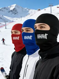 3pcs/2pcs/1pc Unisex Cross and Letter Printing Balaclava Mask Ski Mask for Men Women Suitable for Outdoor Sports Daily Wear Gift Hat