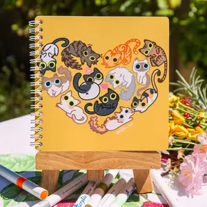 MikouArt Cute Reusable Sticker Book - Feline Love Heart - 6x6 - Double Side - 40 Pages