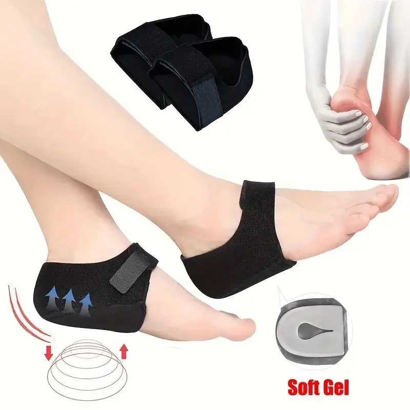 Foot Care Gel Cushion Liners, Odorless Soft Gel Buffer, Moisturizing Support & Relief, Suitable for Cracked Heels, Black Comfortable Shoe Insoles, Soft Elastic Insoles