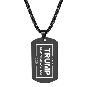 OIDEA Men's Stainless Steel Patriotic Eagle Dog Tag Pendant Necklace - Rust-Resistant, Statement, Flag, Commemorative Badge, Chain Jewelry - Keep America Great 2024 Gift, Rust-Resistant Necklaces, Statement Pendant Necklaces