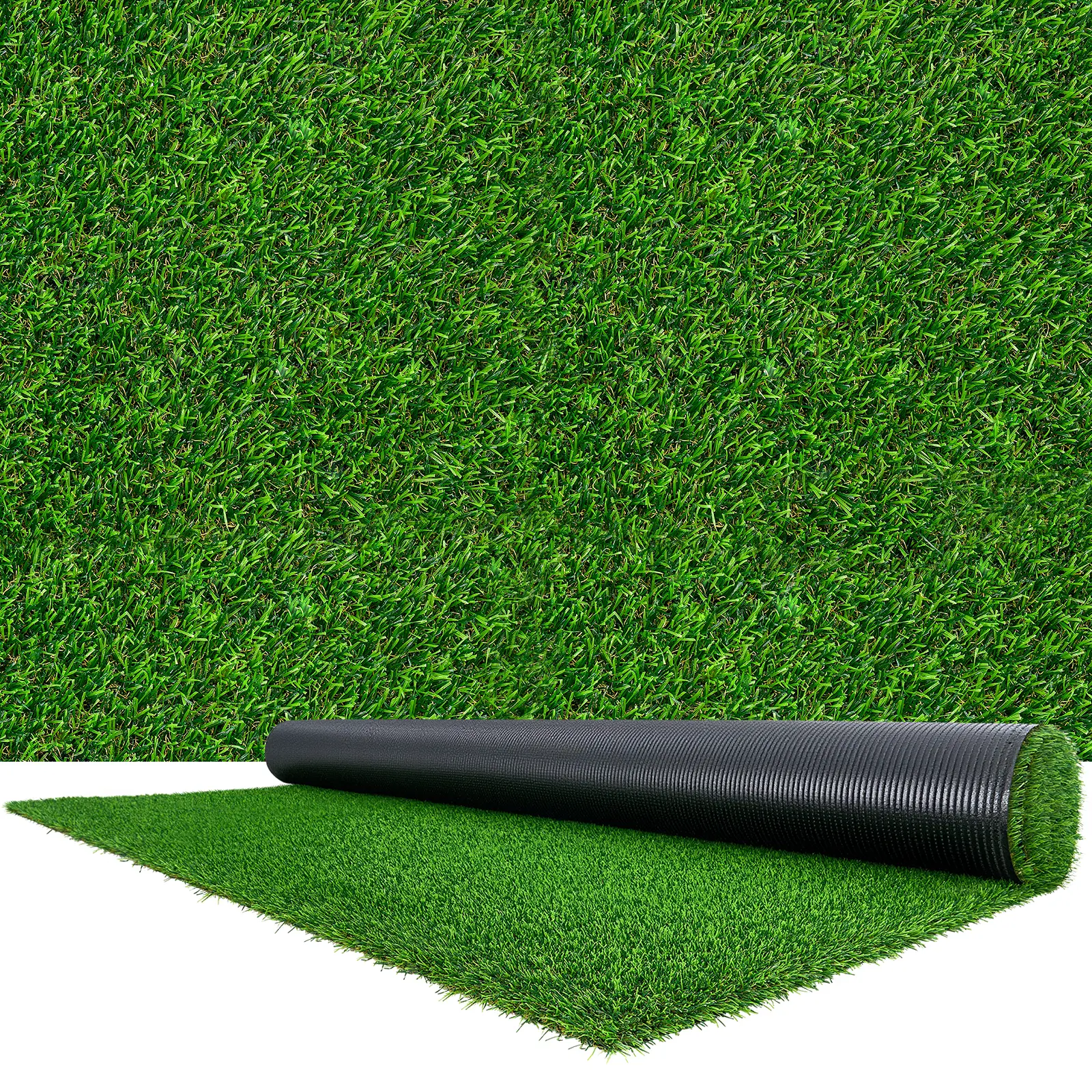 VEVOR Artificial Grass Turf Rug, 10x6.5 ft Synthetic Lawn Roll Mat with 1.38 in Pile Height, Realistic Blades, Drainage Holes, Easy Clean for Patio, Garden, Year-Round Indoor Outdoor Home Decor